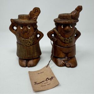Vintage Hawaiian TIKI Man and Woman Salt Pepper Shaker Set Made in USA